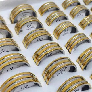 Toptan İthal Çift Çizgili Çelik Yüzükler - Şık Model