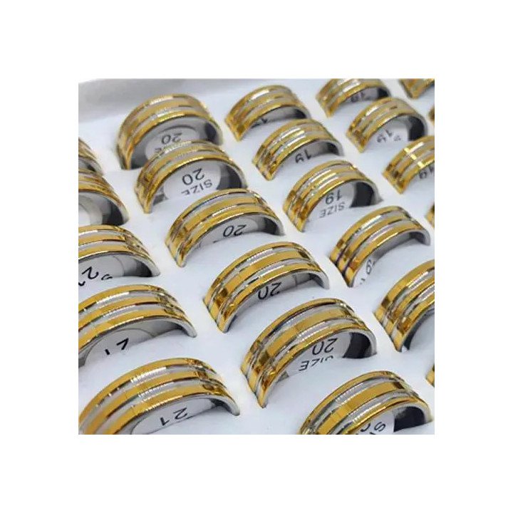 Toptan İthal Çift Çizgili Çelik Yüzükler - Şık Model