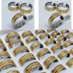 Toptan İthal Çift Çizgili Çelik Yüzükler - Şık Model