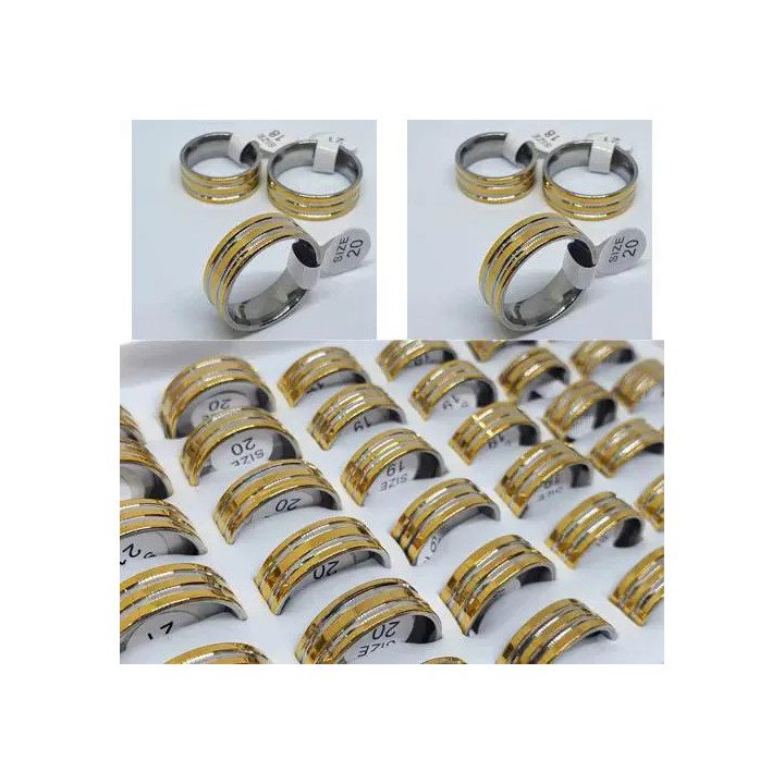 Toptan İthal Çift Çizgili Çelik Yüzükler - Şık Model