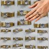 Toptan Gold Tektaş Çelik Yüzük - 316L Altın Kaplama Lüks Modeller