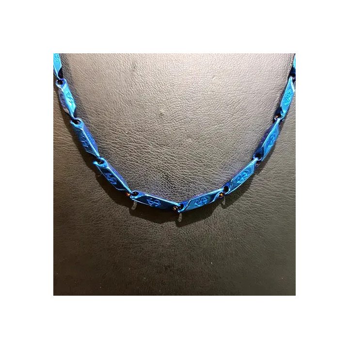 Çelik Orta Desenli Mavi Kibrit Kolye - VRC‑27B