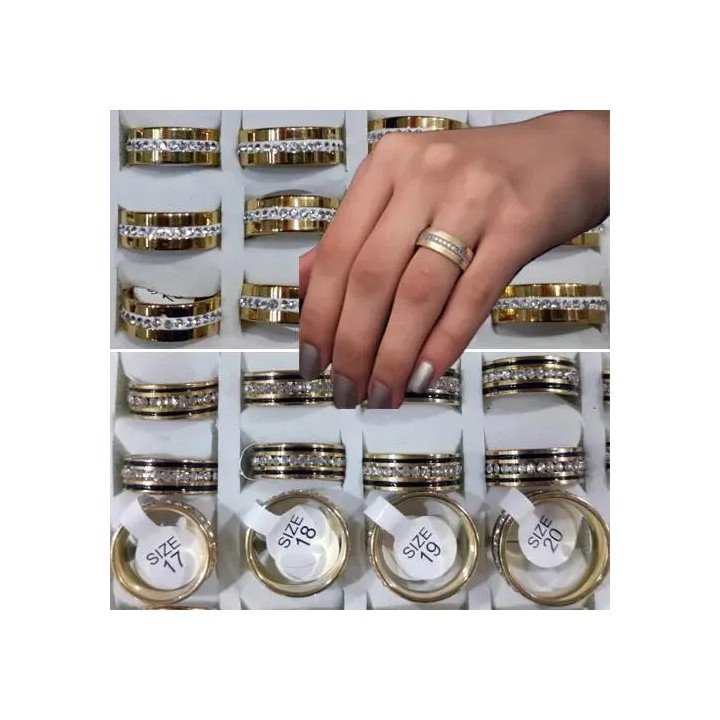 Toptan Çelik Alyans Yüzük - İthal Taşlı Kararmaz Modeller