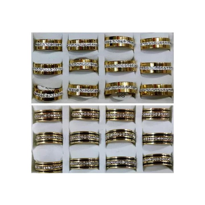 Toptan Çelik Alyans Yüzük - İthal Taşlı Kararmaz Modeller