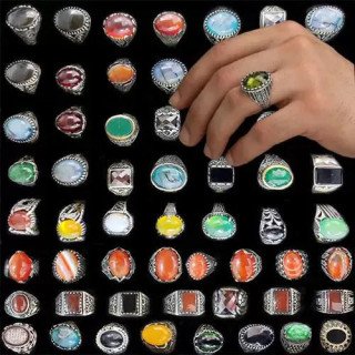 Toptan Doğal Taş Eskitme Erkek Çelik Yüzükler - Lüks ve Kararmaz Modeller