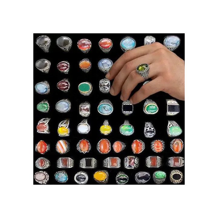 Toptan Doğal Taş Eskitme Erkek Çelik Yüzükler - Lüks ve Kararmaz Modeller