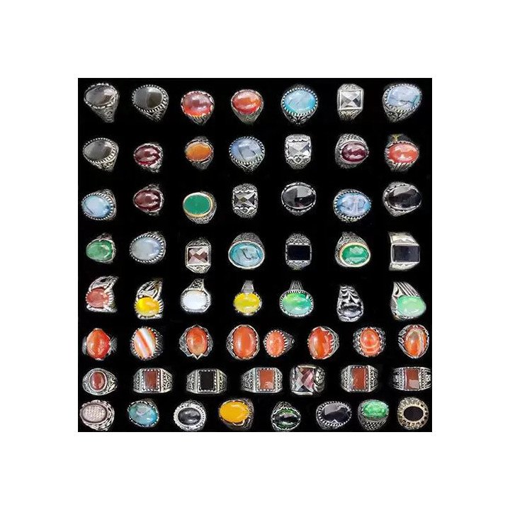 Toptan Doğal Taş Eskitme Erkek Çelik Yüzükler - Lüks ve Kararmaz Modeller