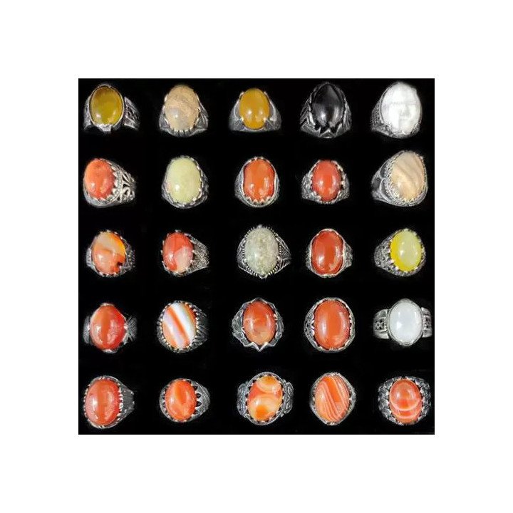 Toptan Doğal Taş Eskitme Erkek Çelik Yüzükler - Lüks ve Kararmaz Modeller