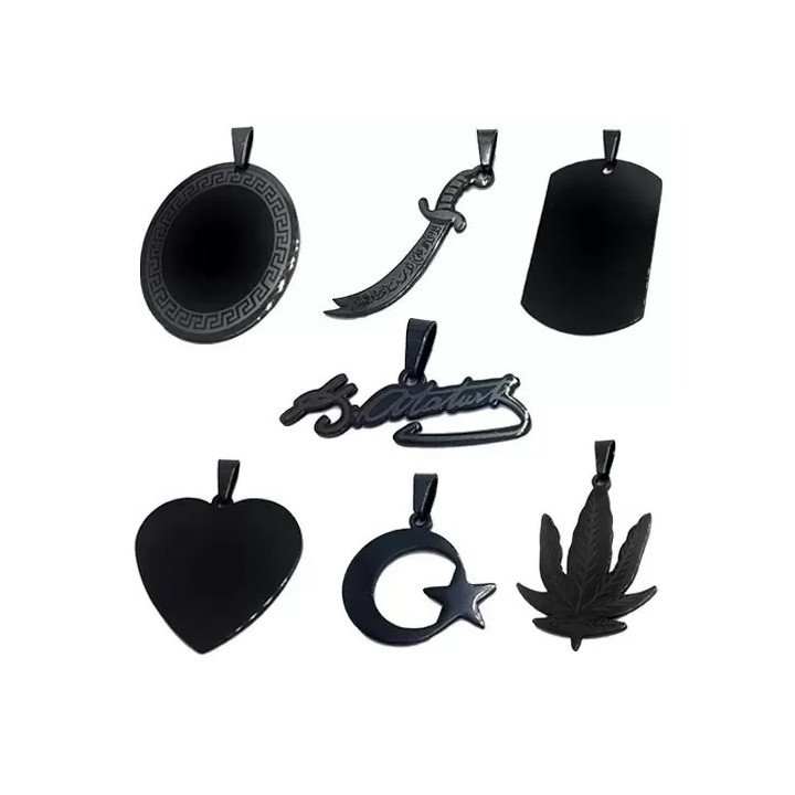 316L Siyah Çelik Kolye Uçları - Toptan, Paslanmaz