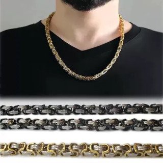 Toptan Kral Çelik Kolye - Ağır ve Gösterişli Erkek Zinciri