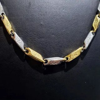 Çelik Kalın Desenli Sarı Beyaz Kibrit Kolye - Toptan Dayanıklı Tasarım