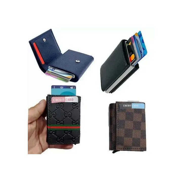 Toptan Para Bölmeli Otomatik Deri Kartlık Cüzdan