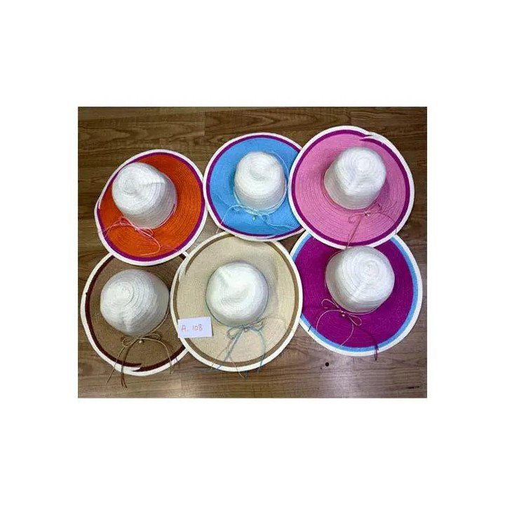 Toptan Bayan Yazlık Hasır Şapkalar - Renkli Fiyonklu Plaj Serisi