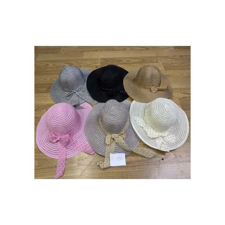 Toptan Bayan Yazlık Hasır Şapkalar - Renkli Fiyonklu Plaj Serisi