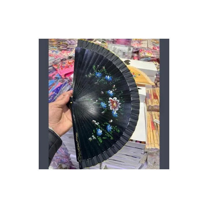 Toptan Bambu El Boyama Karışık Desenli Yelpazeler