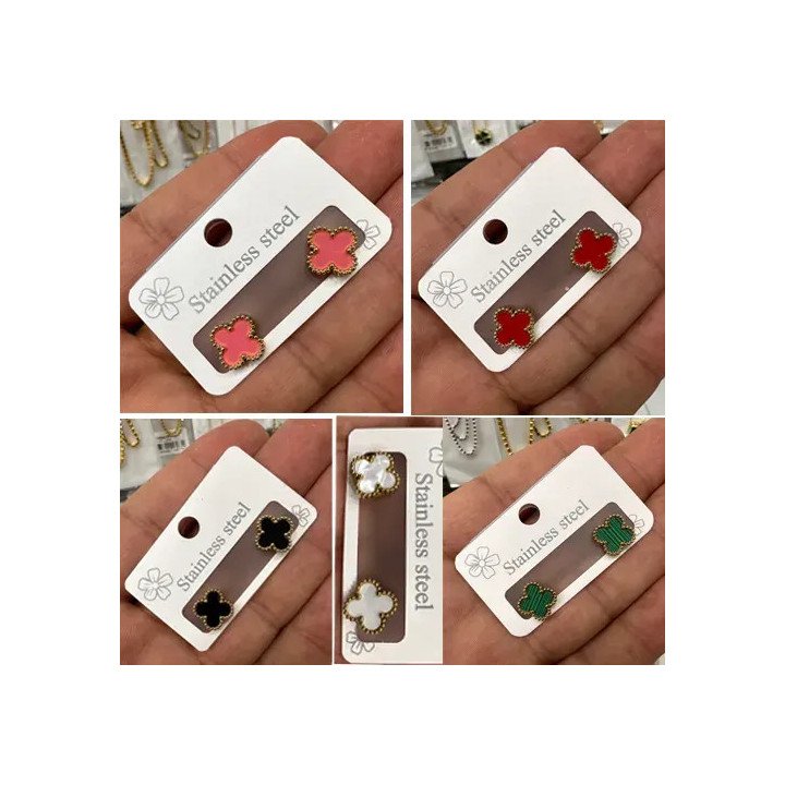 Toptan Çelik Dört Yapraklı Küpe Modelleri - Sallantısız