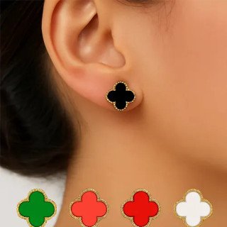 Toptan Çelik Dört Yapraklı Küpe Modelleri - Sallantısız