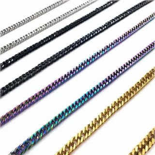 Toptan Tıraşlı Yassı Çelik Zincir Kolye | 1,2 mm Unisex Model