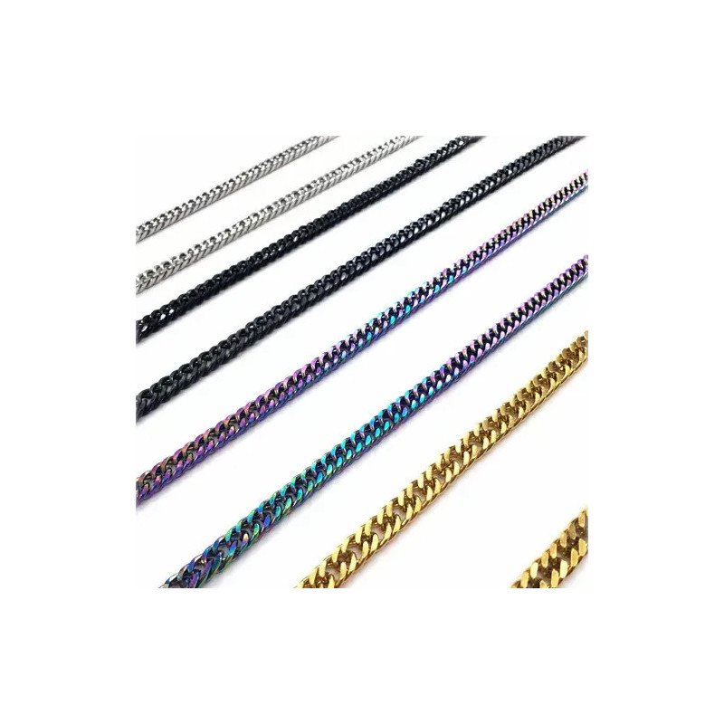 Toptan Tıraşlı Yassı Çelik Zincir Kolye | 1,2 mm Unisex Model