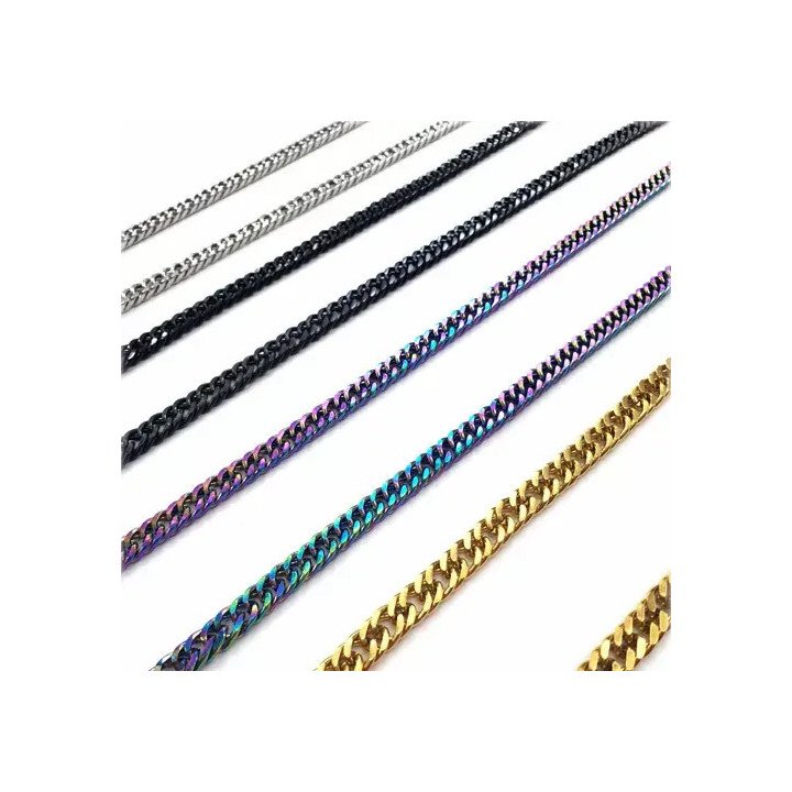 Toptan Tıraşlı Yassı Çelik Zincir Kolye | 1,2 mm Unisex Model