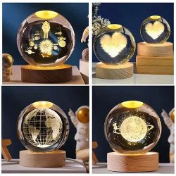 Toptan Işıklı Ahşap Kaideli Cam Küre 6 cm | Temalı Led Dekor