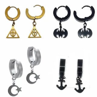 Toptan Geçmeli Karışık Figürlü Çelik Küpeler