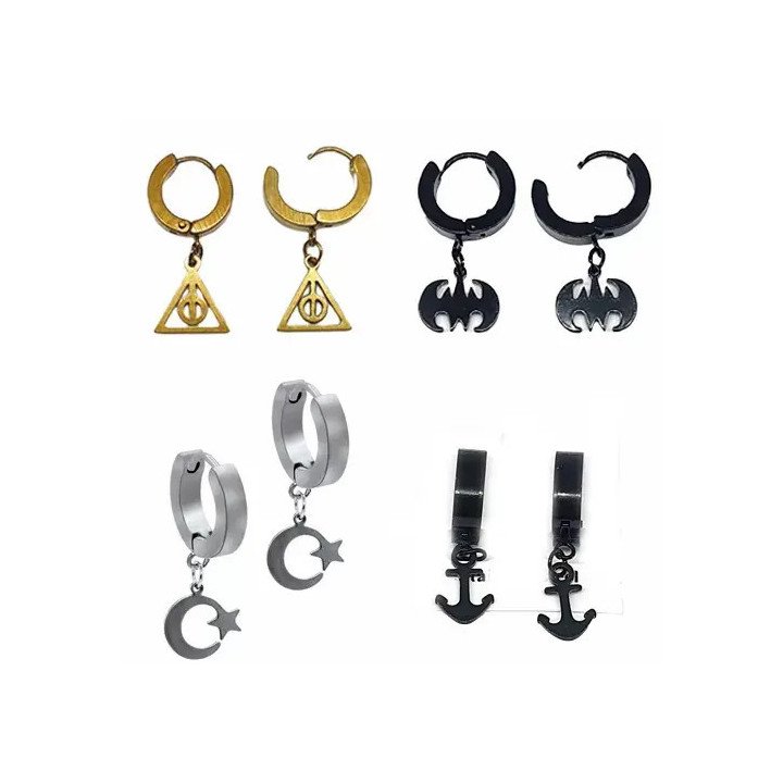 Toptan Geçmeli Karışık Figürlü Çelik Küpeler