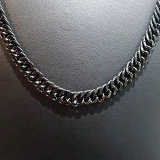 Toptan Çelik Siyah Yassı Zincir Kolye - 1.4mm