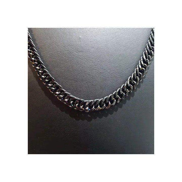 Toptan Çelik Siyah Yassı Zincir Kolye - 1.4mm