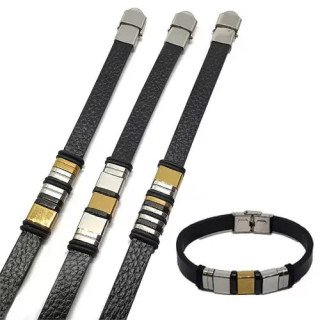Toptan Çelik Detaylı Deri Erkek Bileklik | Şık ve Dayanıklı Modeller