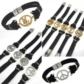 Toptan Çelik Çapa figürlü Deri Bileklikler