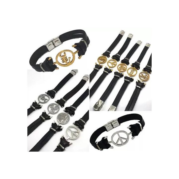 Toptan Çelik Çapa figürlü Deri Bileklikler