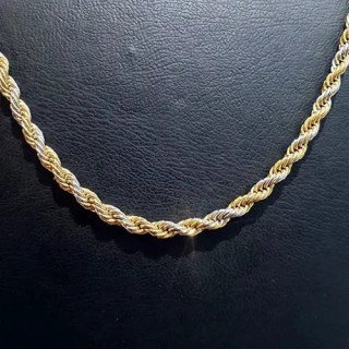 Toptan Çelik Orta Sarı Beyaz Burgu Kolye 0.6mm | Şık İki Renkli Zincir