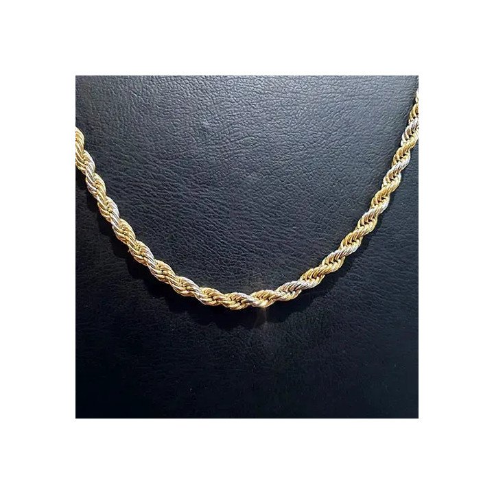 Toptan Çelik Orta Sarı Beyaz Burgu Kolye 0.6mm | Şık İki Renkli Zincir