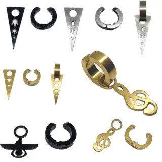 Toptan Karışık Sıkıştırmalı Figürlü Çelik Küpeler