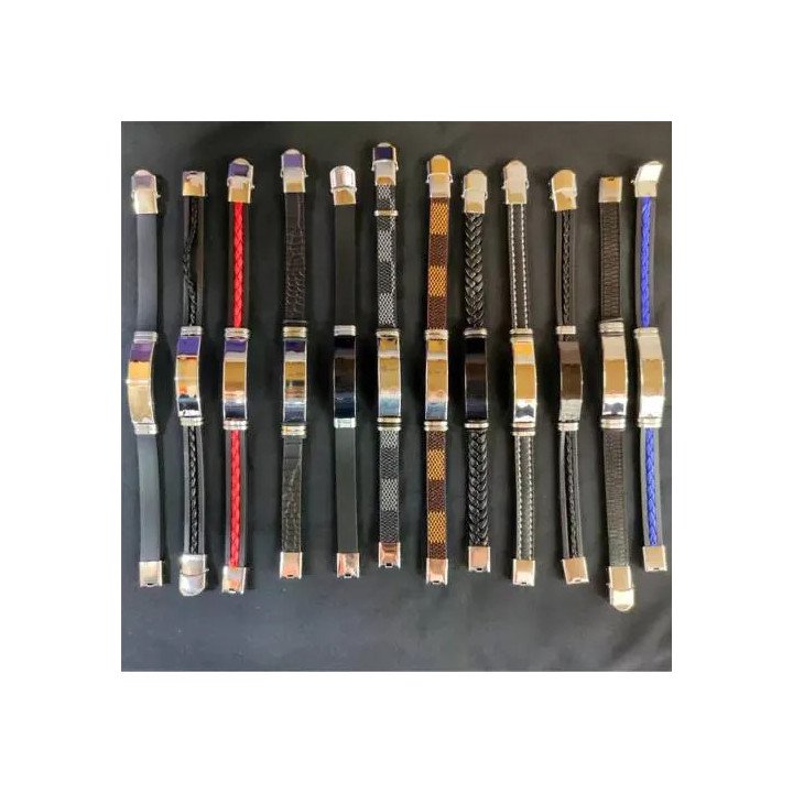 Toptan Çelik ve Deri Bileklik -Lazer Baskı Modeller