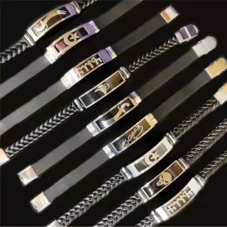 Toptan Çelik ve Deri Bileklik - Gümüş Renk Lüks Erkek Modeller