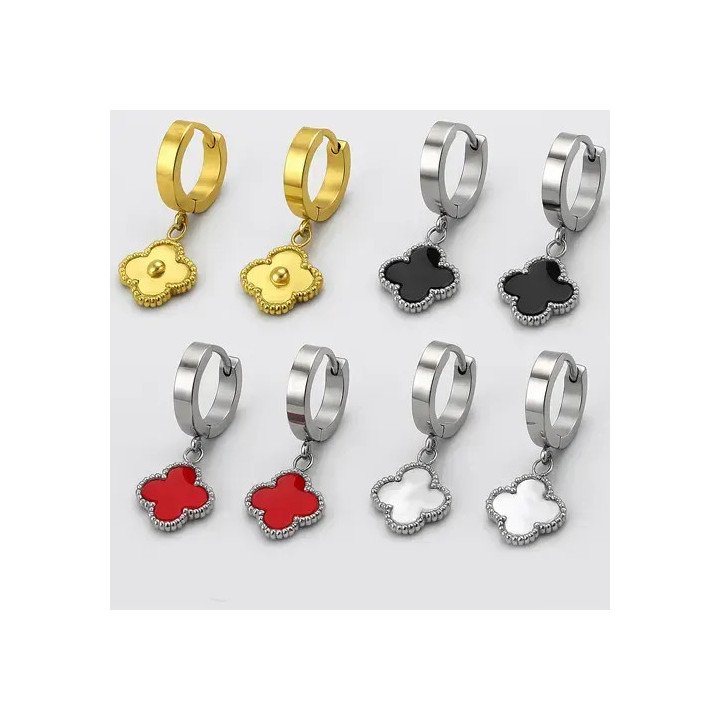 Toptan Yonca Model Sallantılı Çelik Küpe | 8 Renk Seçeneği