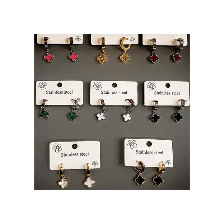 Toptan Yonca Model Sallantılı Çelik Küpe | 8 Renk Seçeneği