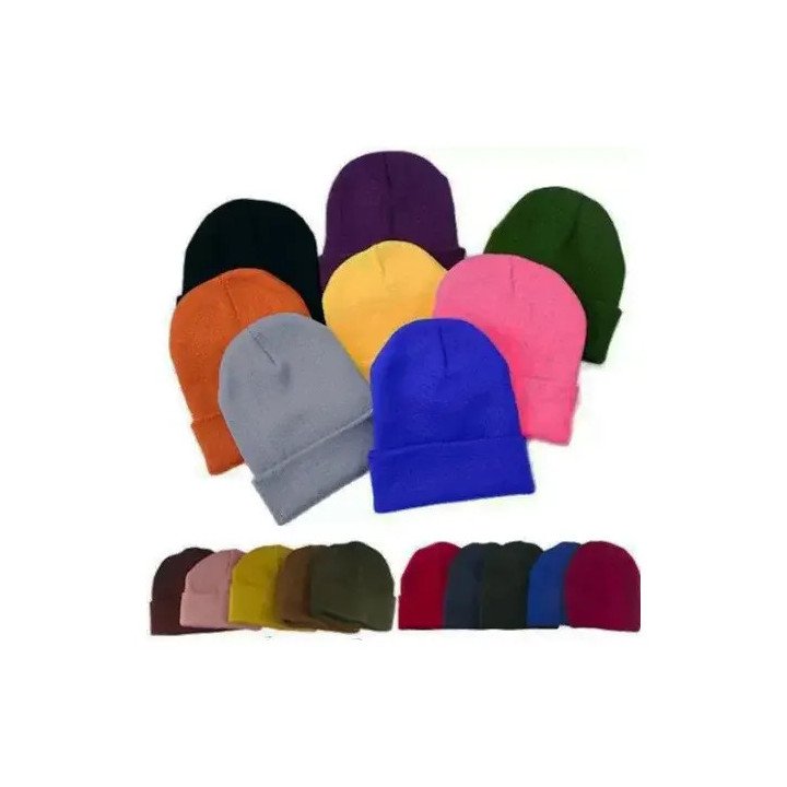 Toptan Renkli Kışlık Düz Bereler - Toptansehri.com