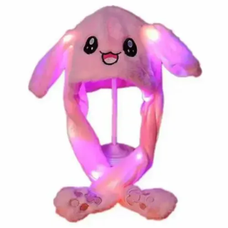 Sevimli Hareketli Tavşan Kulaklık 3 Mod Led Işıklı Peluş Bere