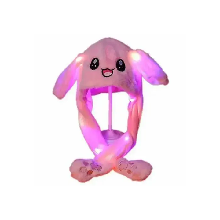 Sevimli Hareketli Tavşan Kulaklık 3 Mod Led Işıklı Peluş Bere