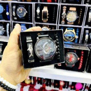 Toptan Erkek Saat Bileklik Seti | 3 Lü Set