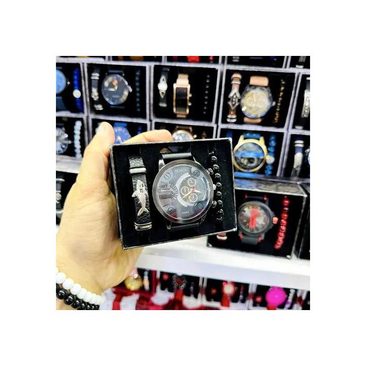 Toptan Erkek Saat Bileklik Seti | 3 Lü Set